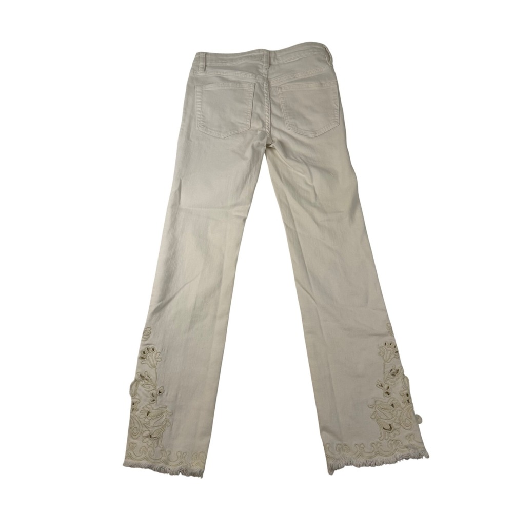 Free People White Eyelet Embroidered Cut Out Raw Hem Denim Jeans w 24 1583